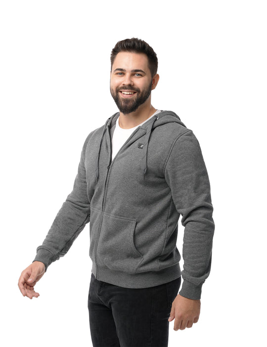 Sweat à capuche chauffant entièrement zippé pour hommes gris (amélioré) 