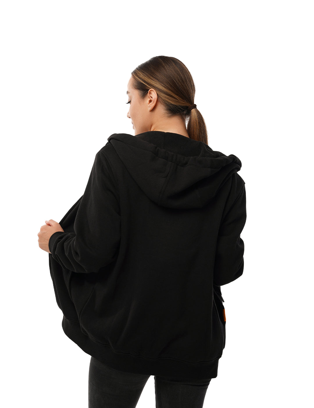 Sweat à capuche chauffant entièrement zippé pour femmes noir (amélioré) 