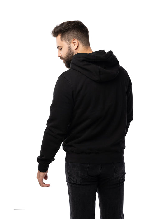 Sweat à capuche chauffant entièrement zippé pour hommes noir (amélioré) 