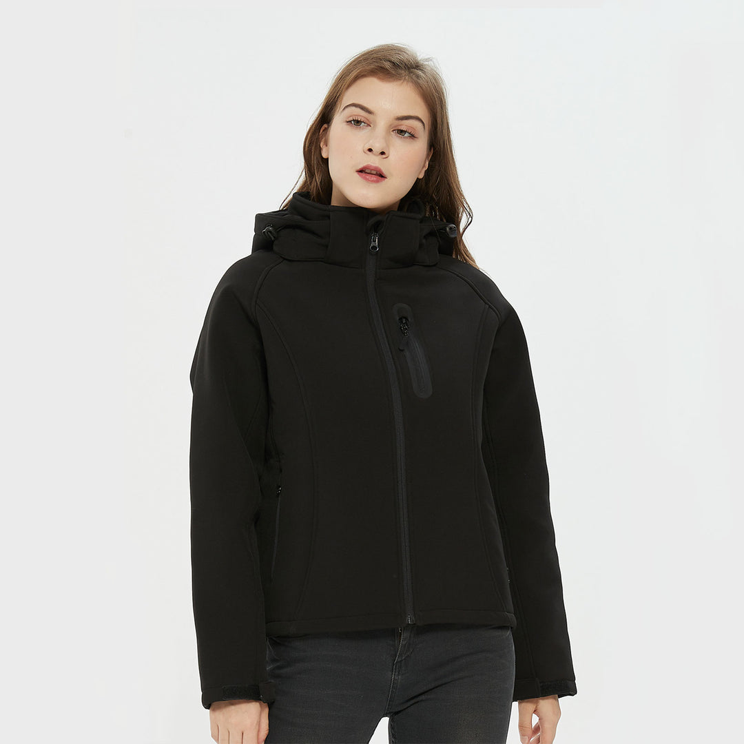 Veste chauffante pour femmes, manteau d'hiver imperméable à isolation électrique avec capuche amovible, sans batterie 