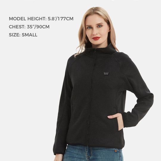 Women's Heated Fleece Jacket - Black (Dual-Control)